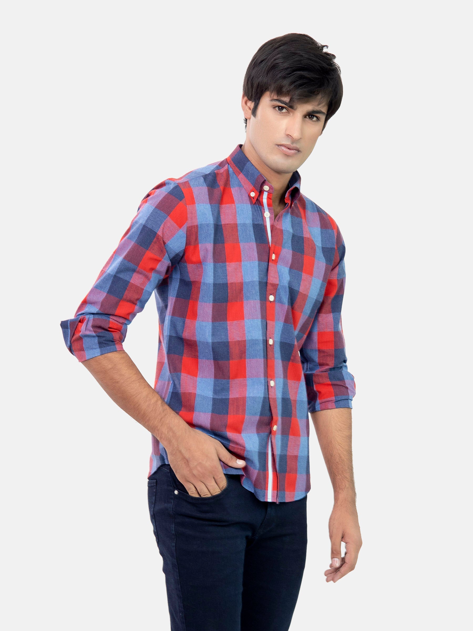 Red & Blue Bold Checkered Shirt