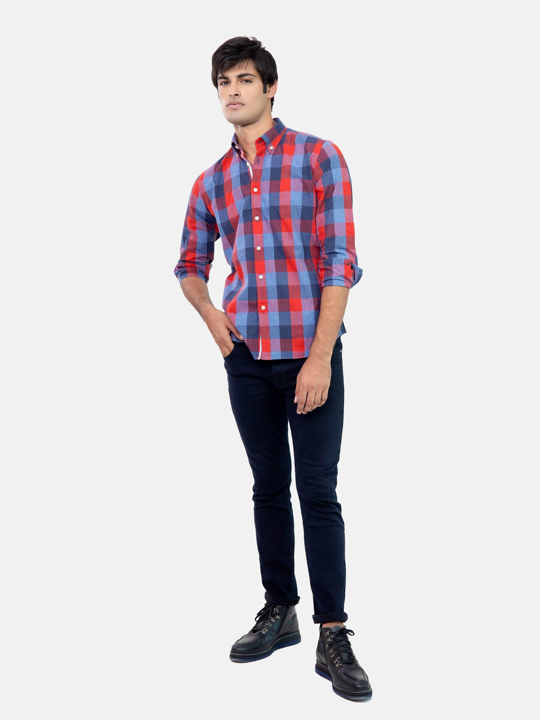 Red & Blue Bold Checkered Shirt