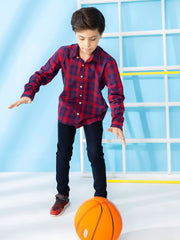 Red & Blue Long Sleeve Checkered Shirt