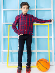Red & Blue Long Sleeve Checkered Shirt