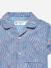Red & Blue Printed Cuban Collar Half Sleeve Shirt
