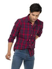 Red & Navy Blue Checkered Shirt