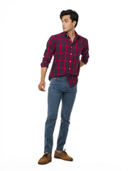 Red & Navy Blue Checkered Shirt