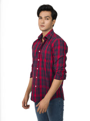 Red & Navy Blue Checkered Shirt