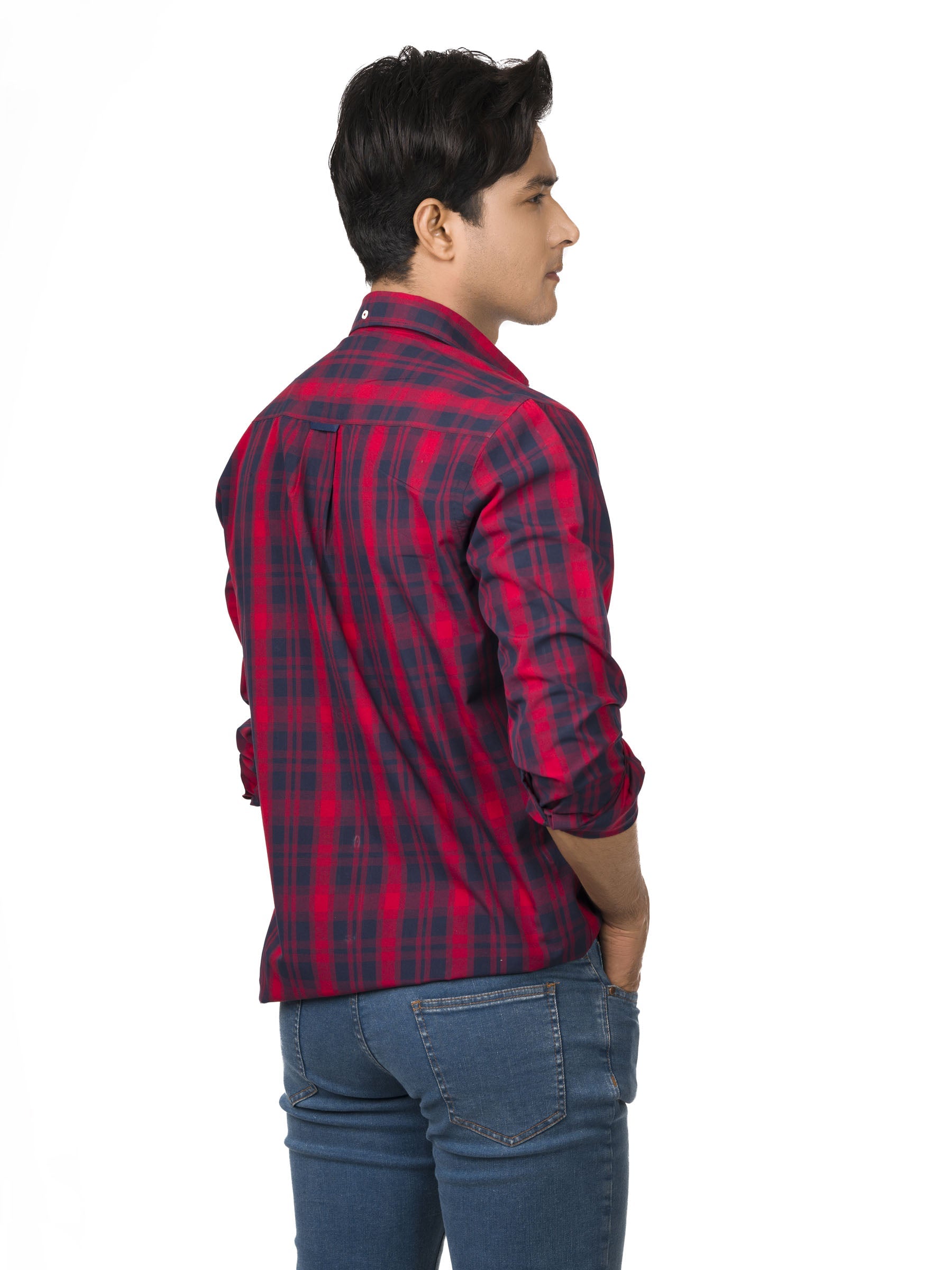 Red & Navy Blue Checkered Shirt