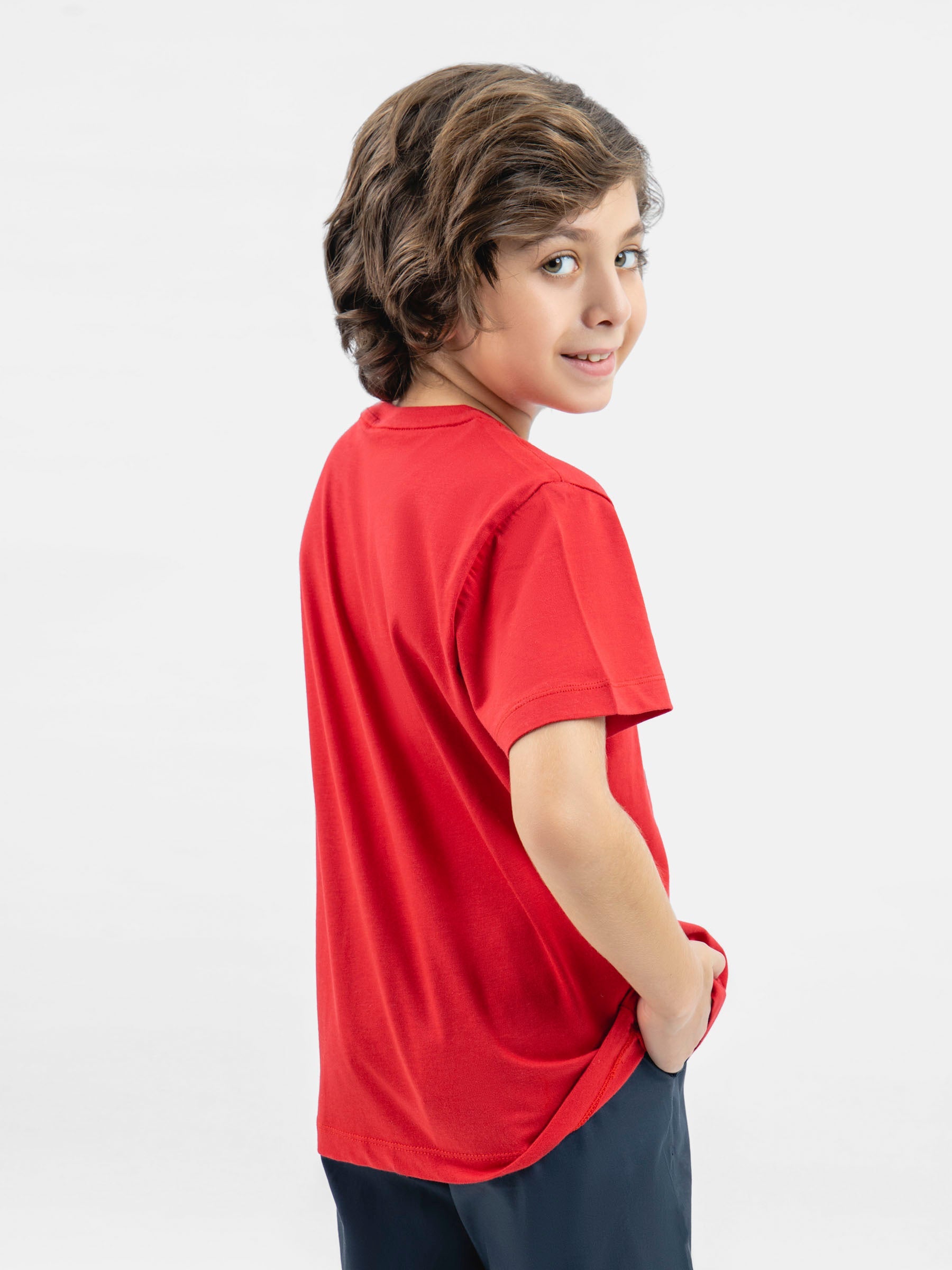 Red 'Sports Cars' Printed Casual T-Shirt