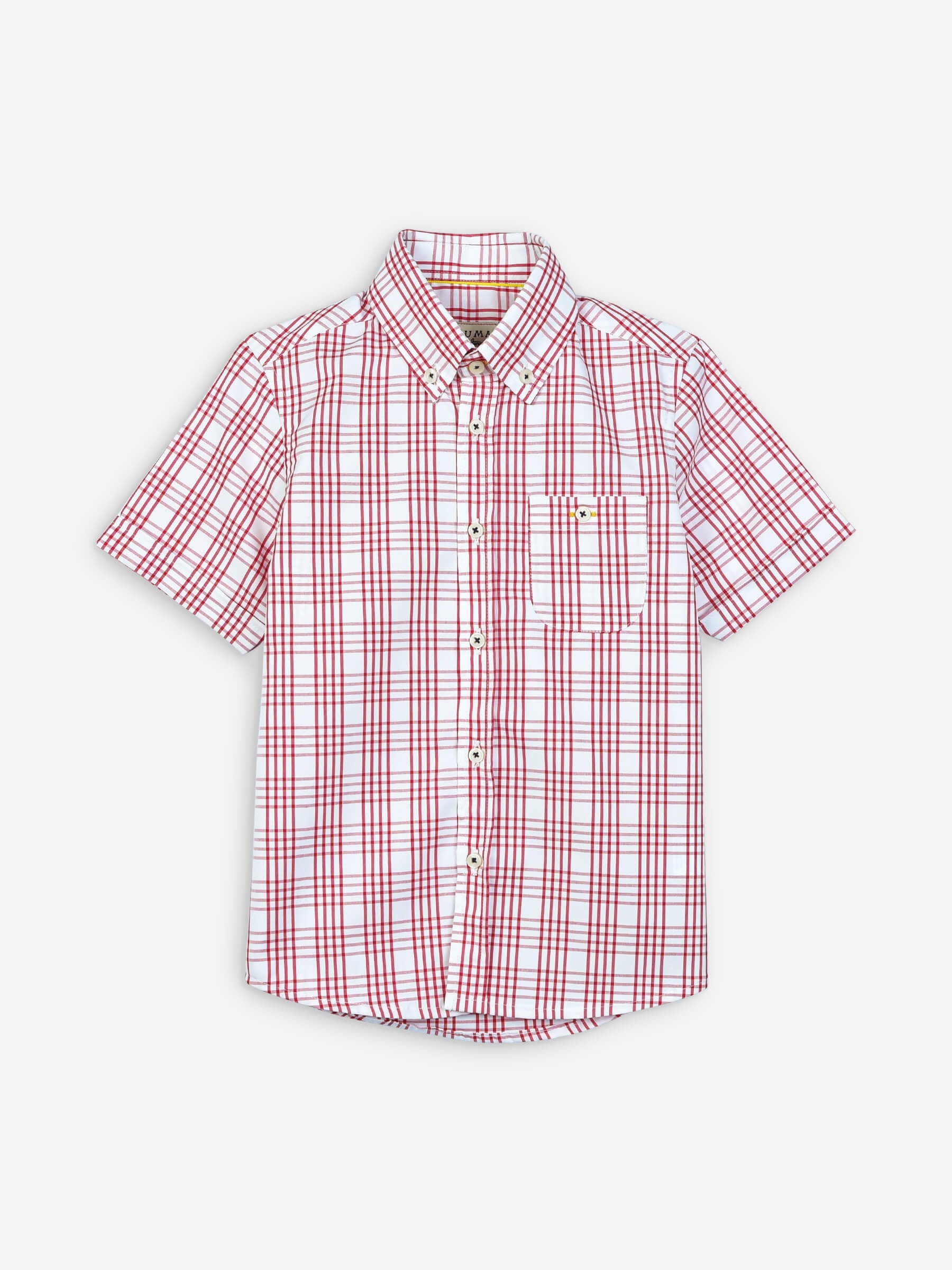 Red & White Checkered Half Sleeve Casual Shirt
