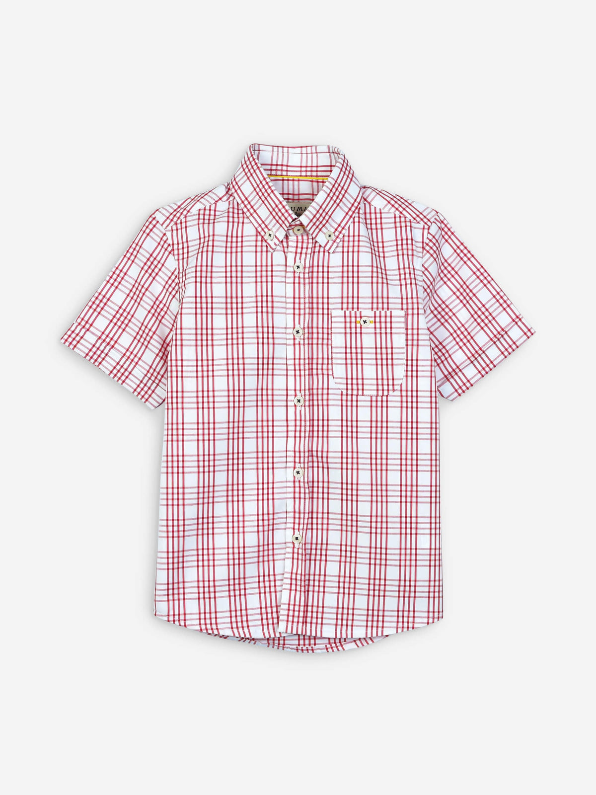 Red & White Checkered Half Sleeve Casual Shirt