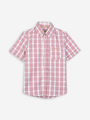 Red & White Checkered Half Sleeve Casual Shirt