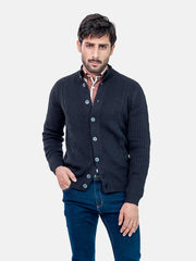 Ribbed Black Button Cardigan