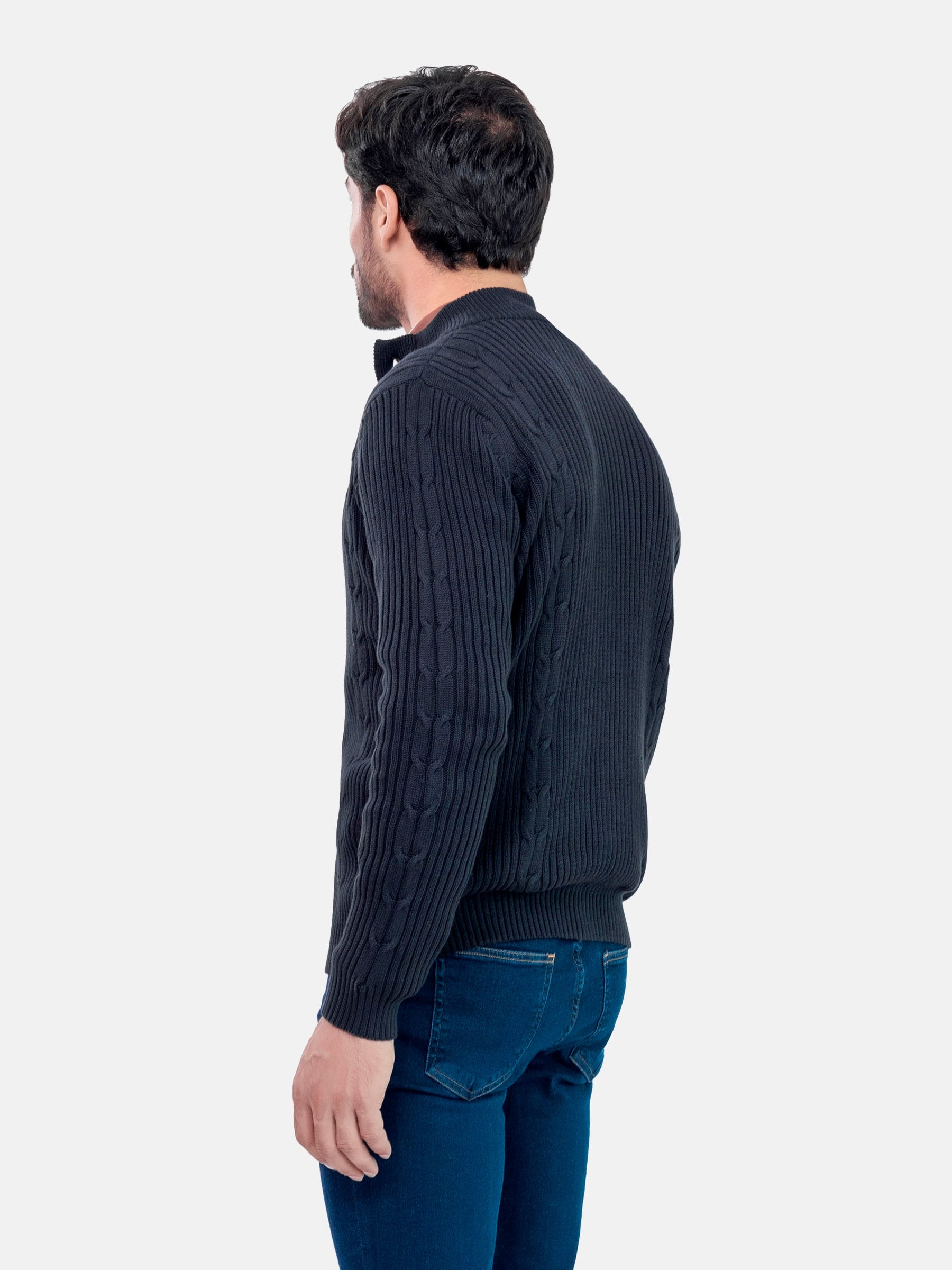 Ribbed Black Button Cardigan