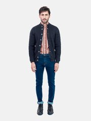 Ribbed Black Button Cardigan