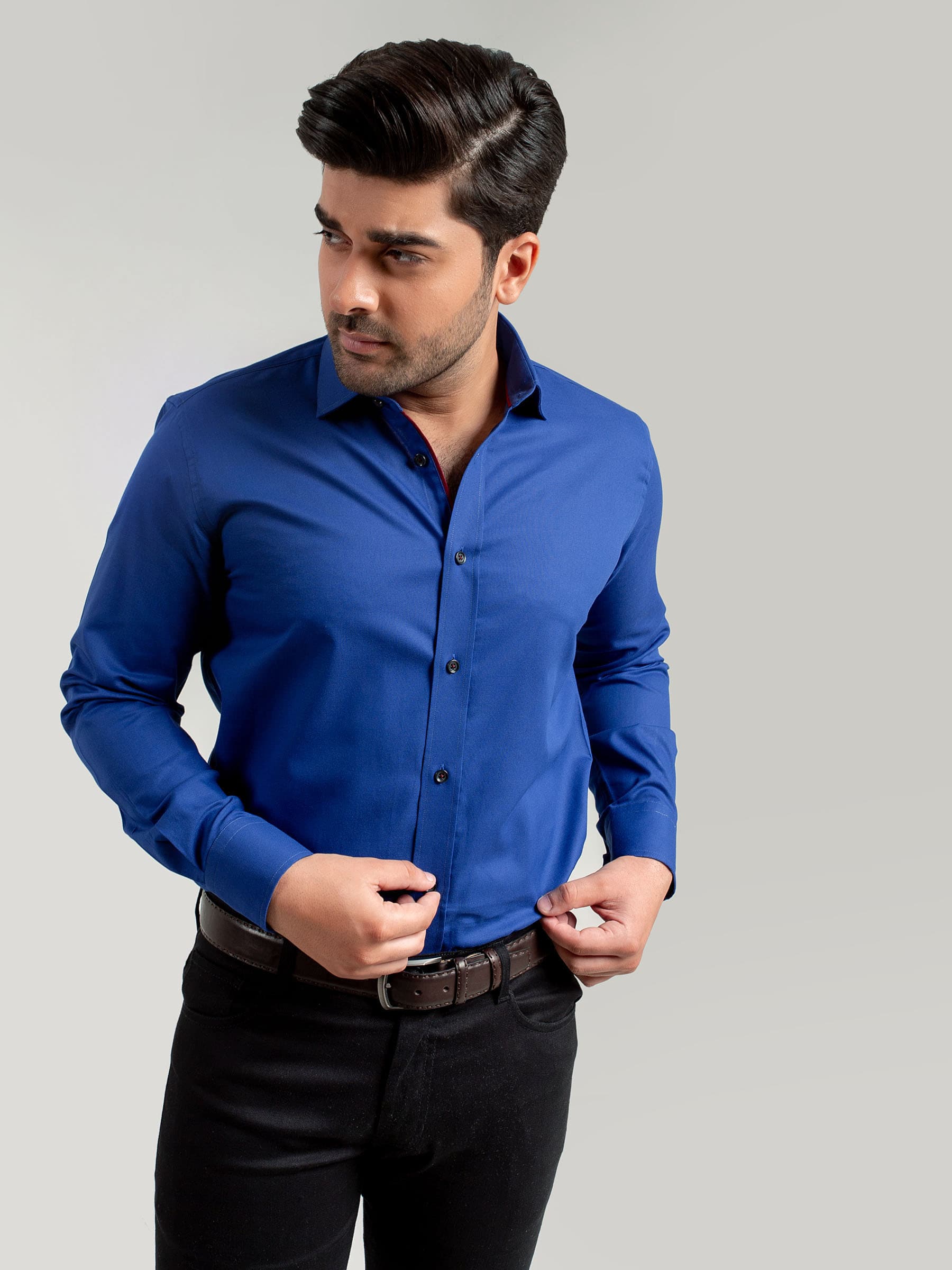 Royal Blue Dobby Structured Formal Shirt