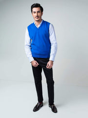 Royal Blue Sleeveless V-Neck Sweater