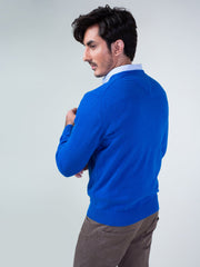 Royal Blue Full Sleeve V-Neck Sweater