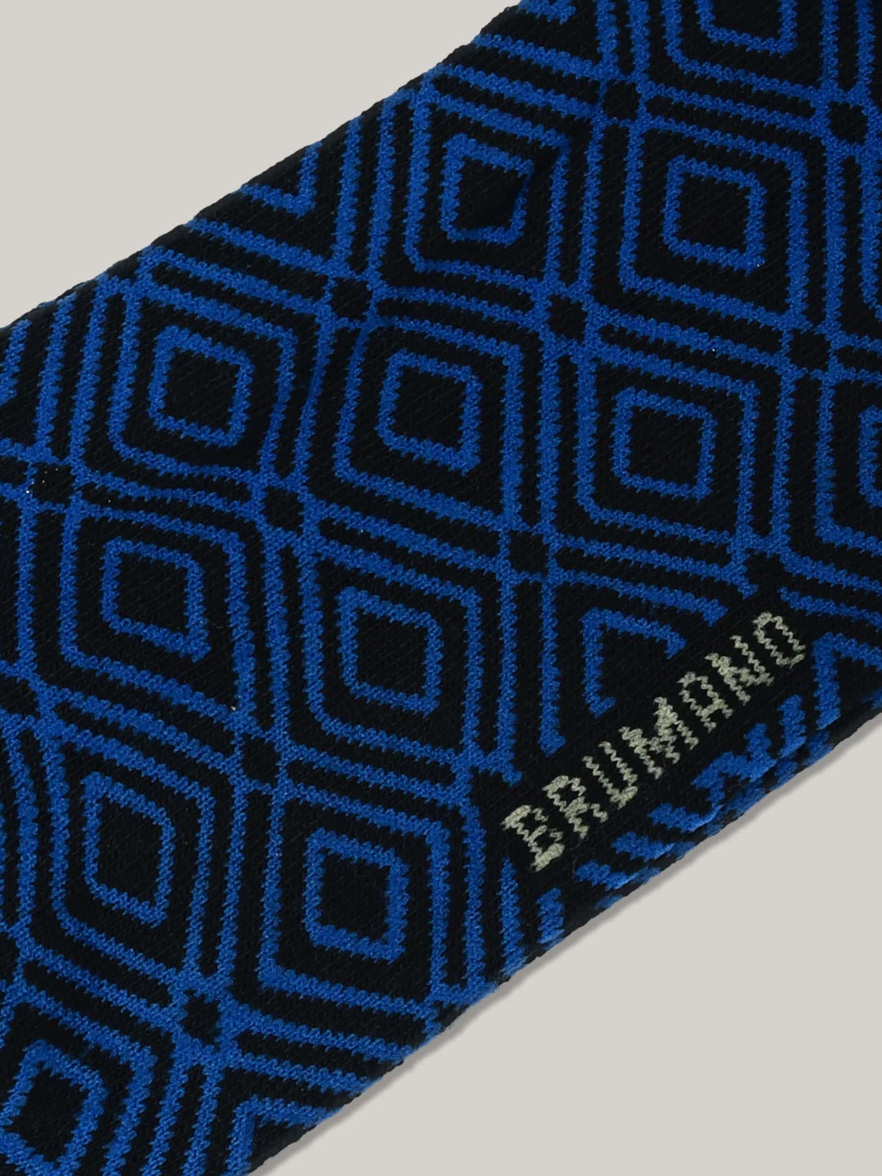 Royal Blue & Green Geo Patterned Cotton Socks