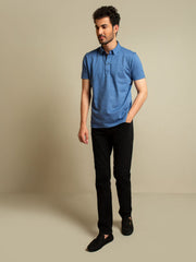 Royal Blue Jacquard Polo Shirt