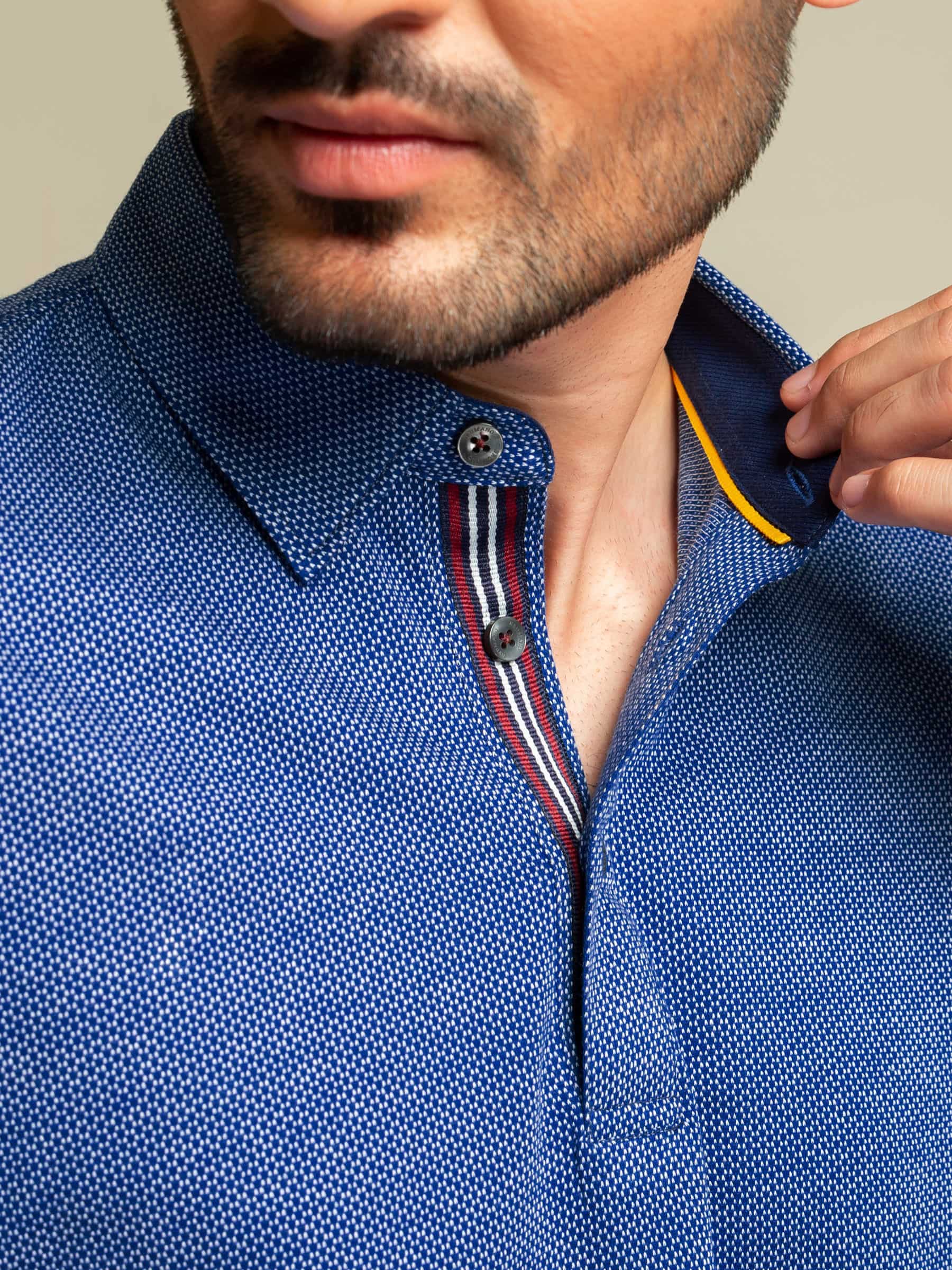 Royal Blue Jacquard Polo Shirt