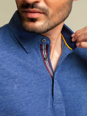 Royal Blue Jacquard Polo Shirt