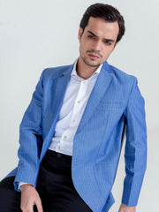 Royal Blue Linen Striped Blazer
