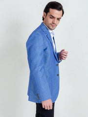 Royal Blue Linen Striped Blazer