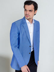 Royal Blue Linen Striped Blazer