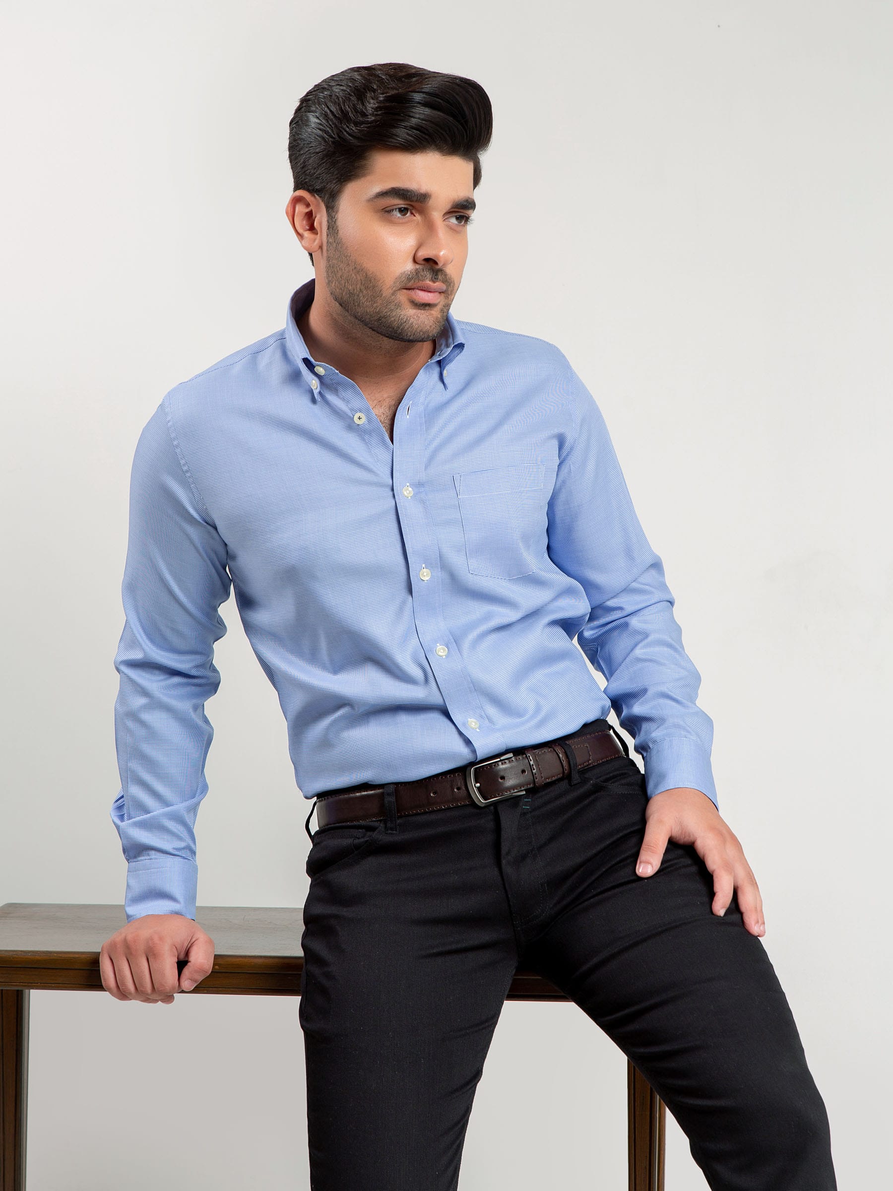 Royal Blue Micro Checkered Shirt