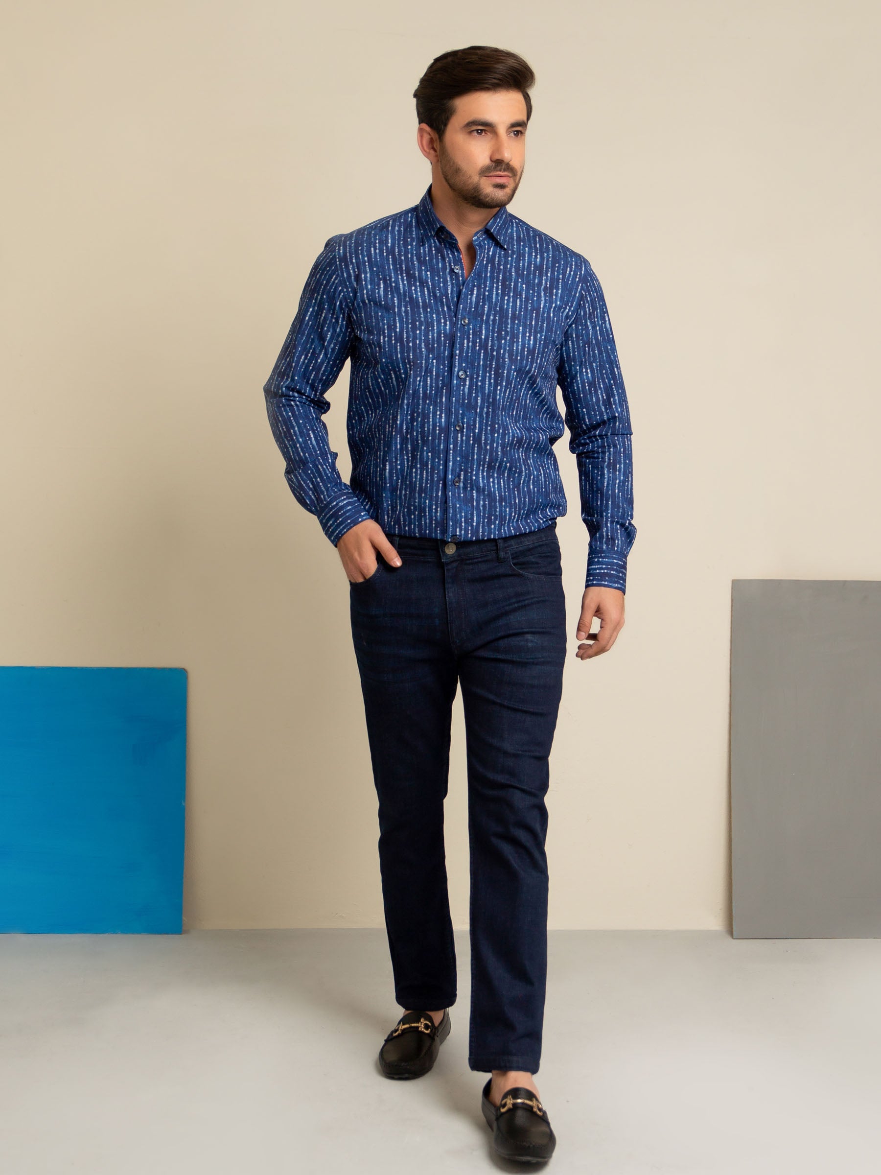 Royal Blue Printed Shirt