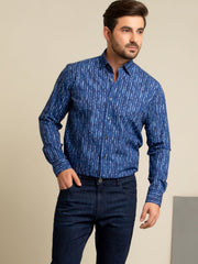 Royal Blue Printed Shirt