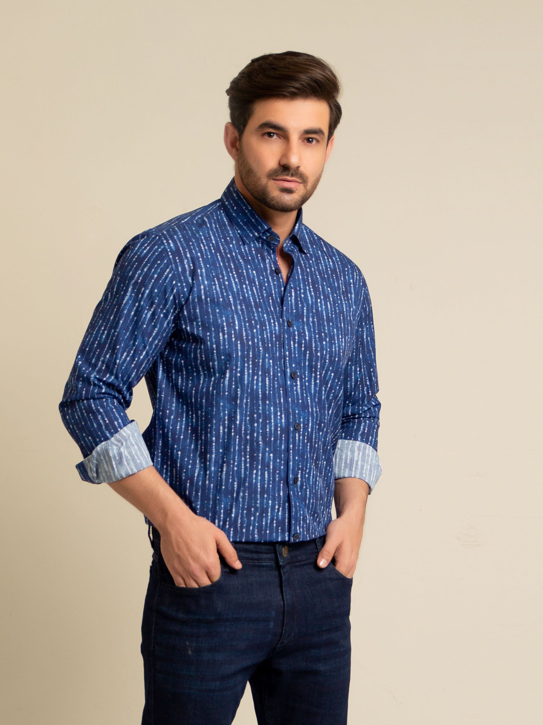 Royal Blue Printed Shirt
