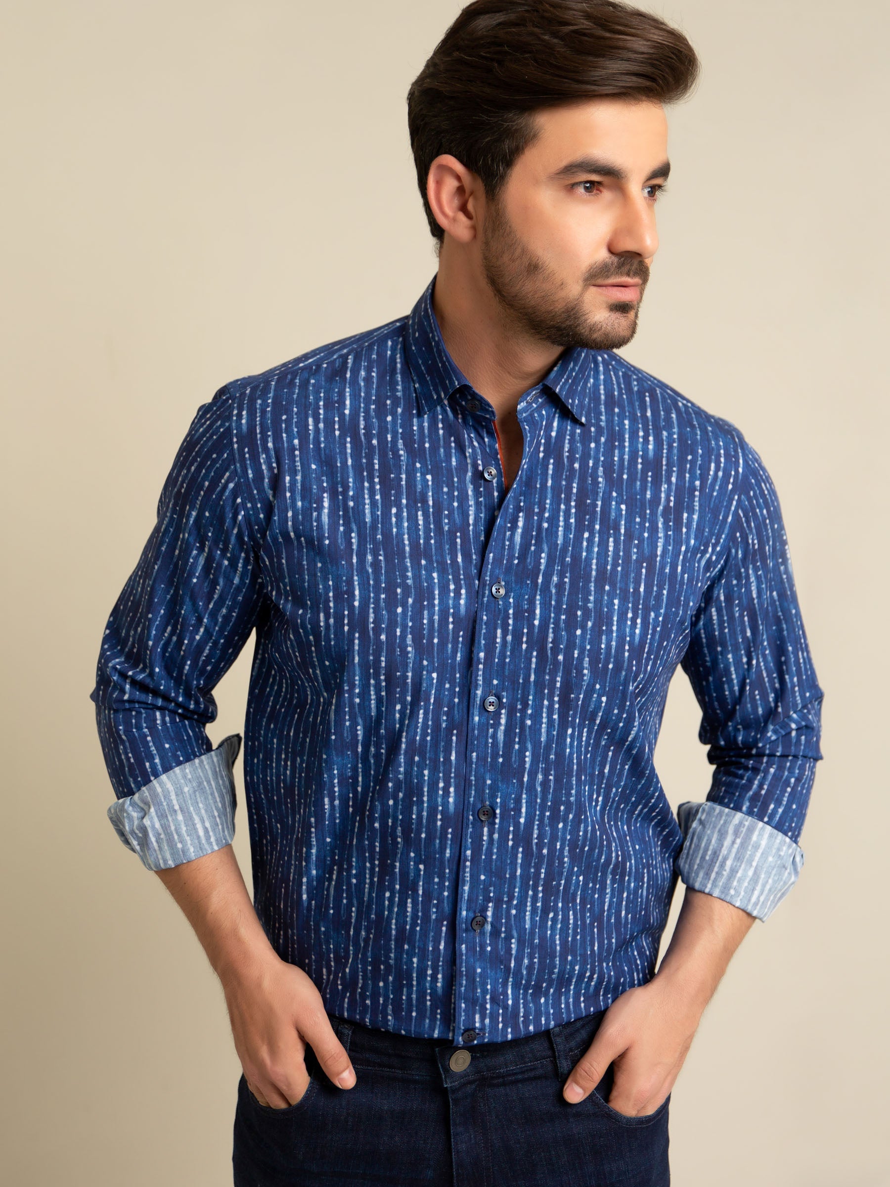 Royal Blue Printed Shirt