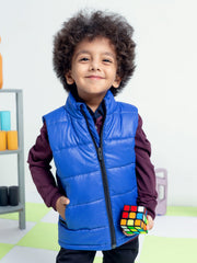 Royal Blue Sleeveless Casual Puffer Jacket