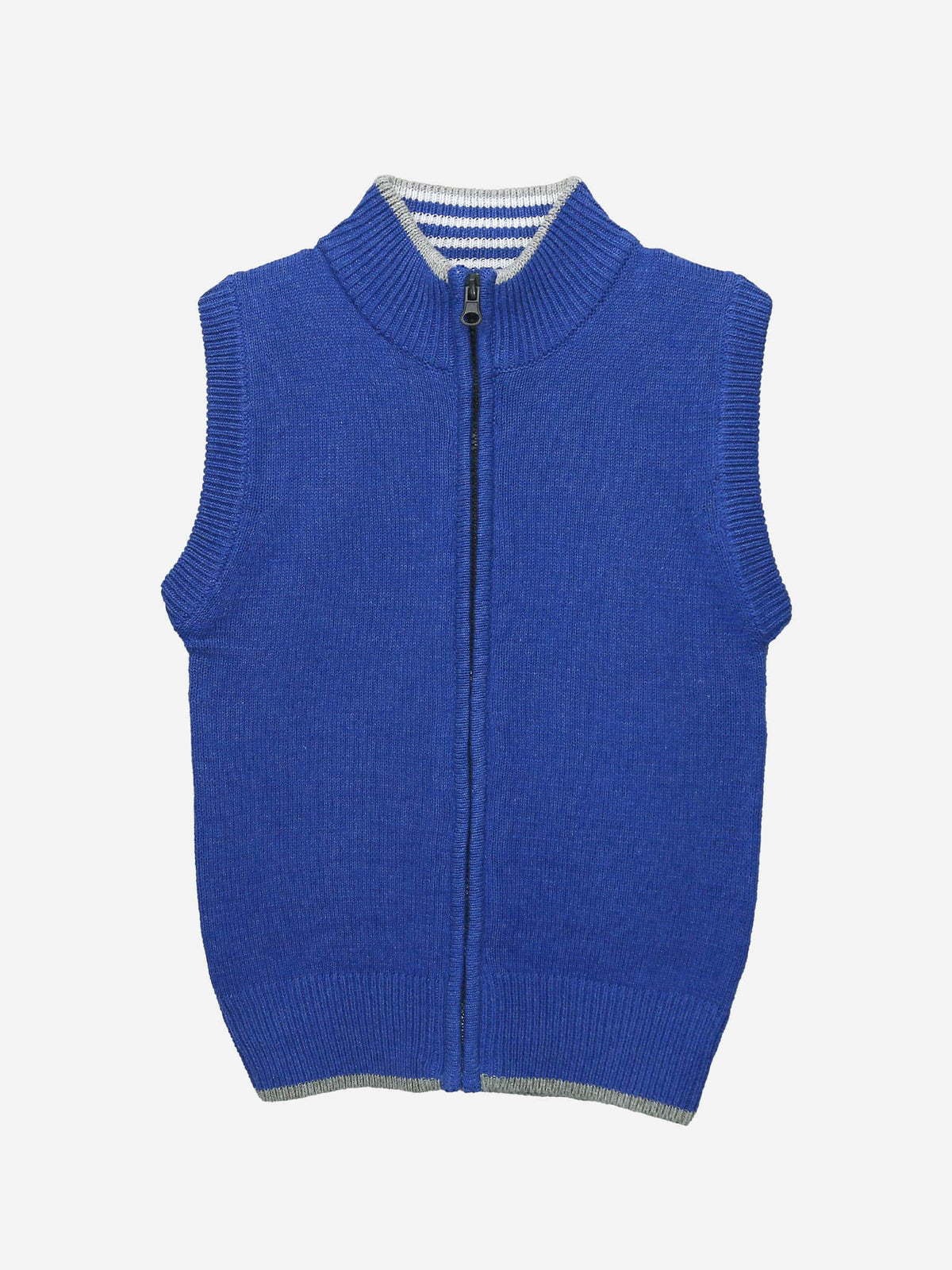 Royal Blue Sleeveless Casual Zipper