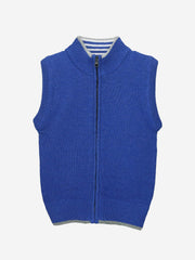 Royal Blue Sleeveless Casual Zipper
