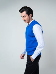 Royal Blue Sleeveless V-Neck Sweater
