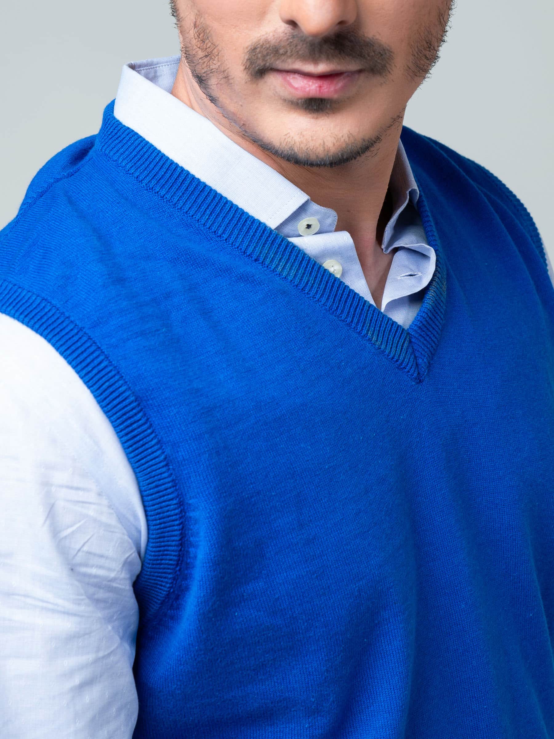 Royal Blue Sleeveless V-Neck Sweater