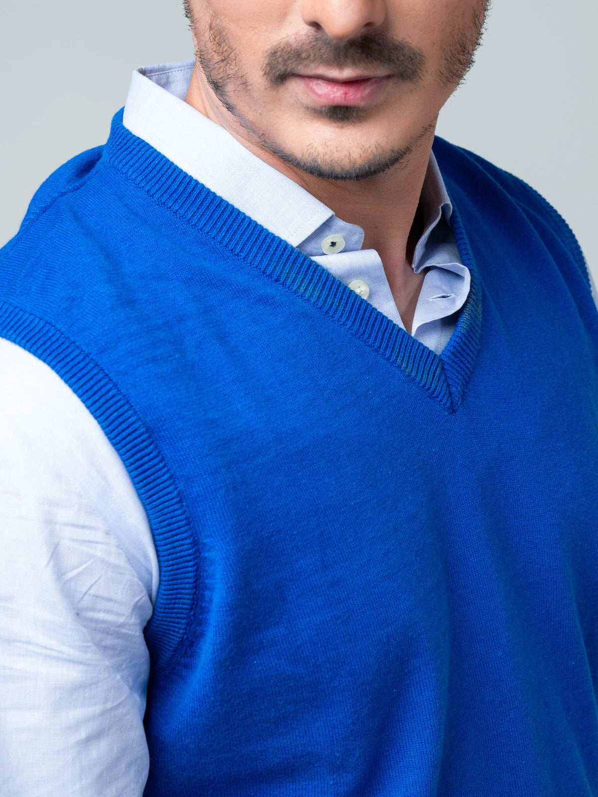 Royal Blue Sleeveless V-Neck Sweater