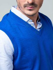 Royal Blue Sleeveless V-Neck Sweater