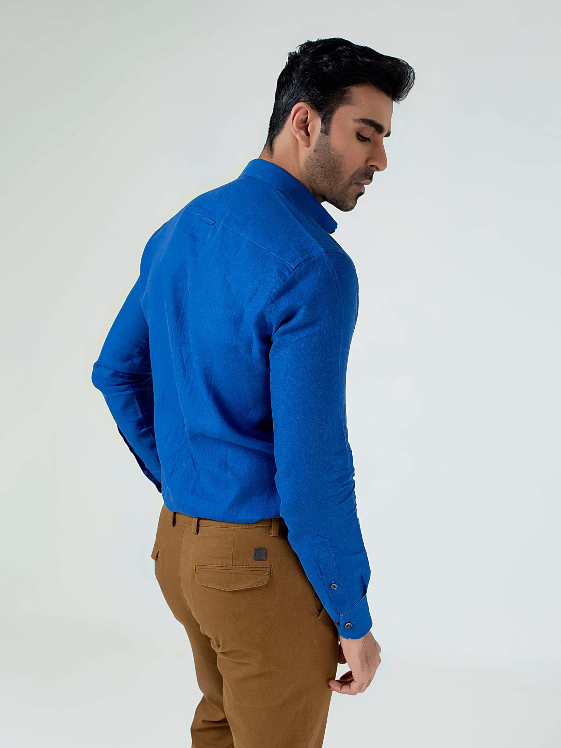 Royal Blue 100% Linen Button Down Shirt
