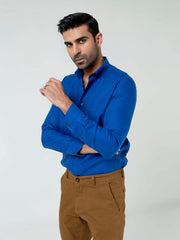 Royal Blue 100% Linen Button Down Shirt
