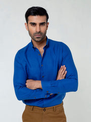 Royal Blue 100% Linen Button Down Shirt