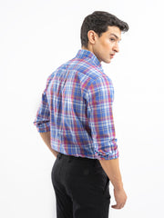 Royal Blue Checkered Tartan Plaid Shirt