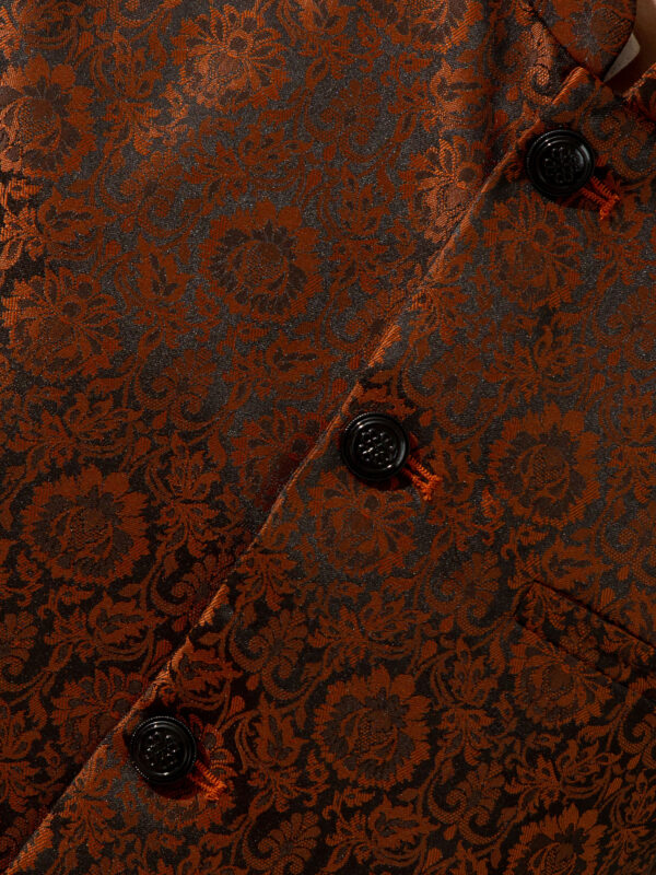 Rusty Orange Floral Patterned Waistcoat