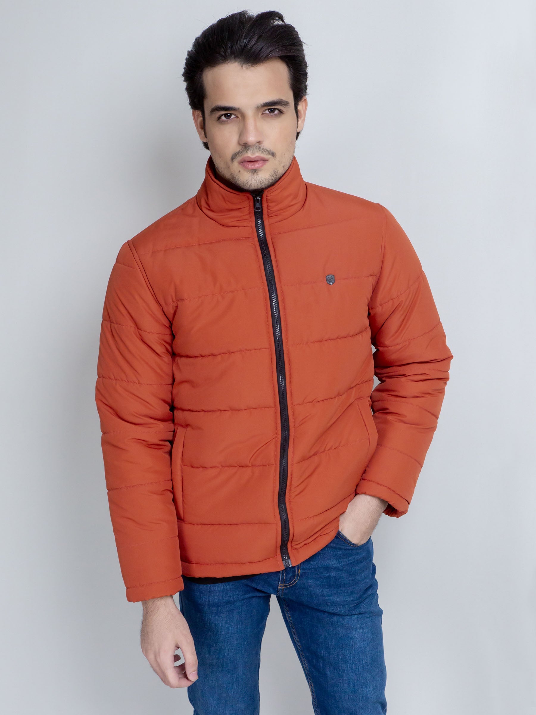 Rusty Orange Quilted Puffer Jacket