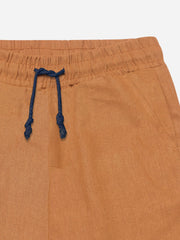 Rusty Orange Green Linen Casual Shorts - Junior