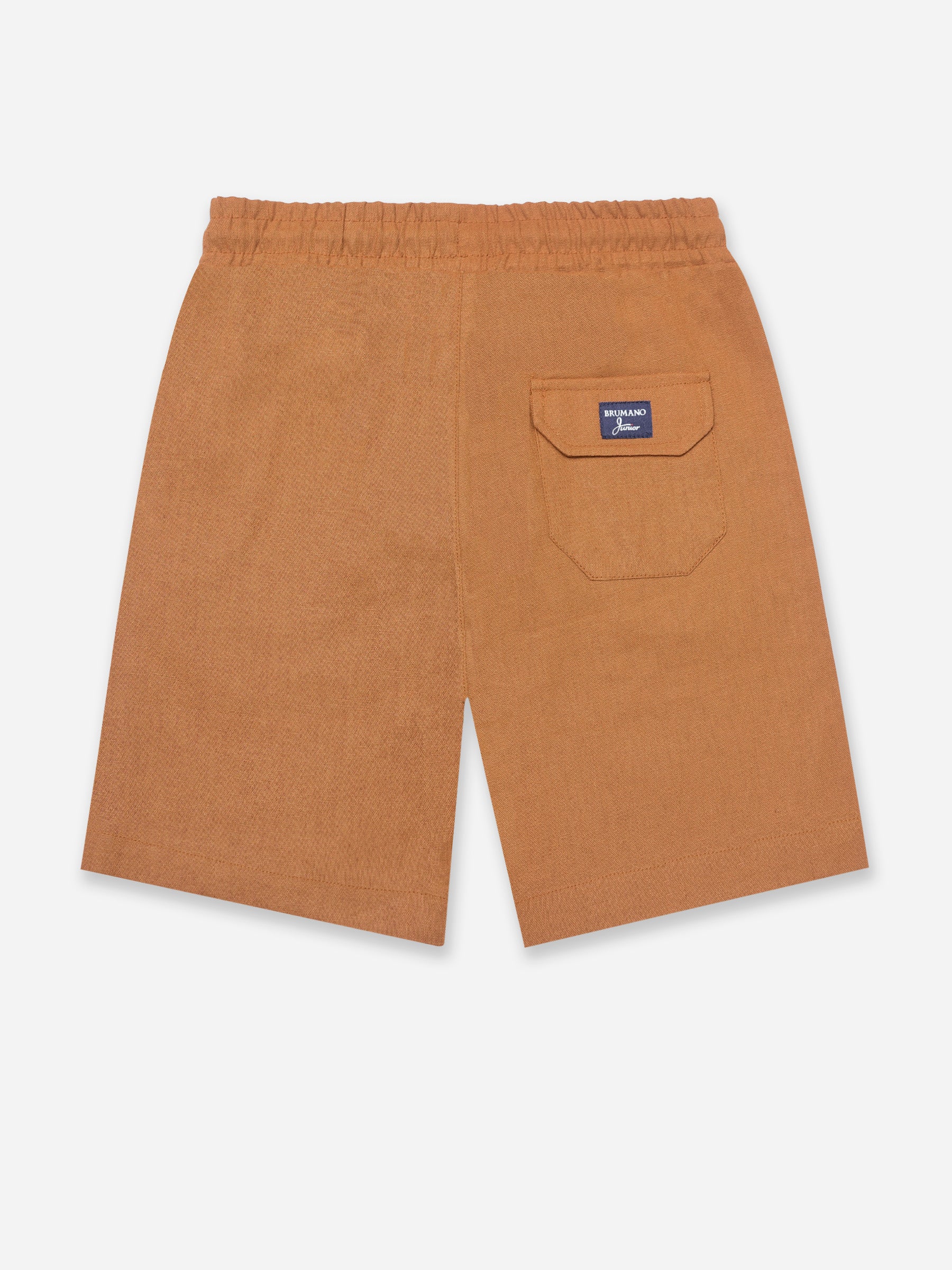 Rusty Orange Green Linen Casual Shorts - Junior