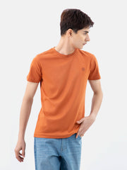 Rusty Orange 100% Combed Cotton Crew Neck T-Shirt