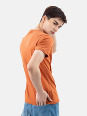 Rusty Orange 100% Combed Cotton Crew Neck T-Shirt
