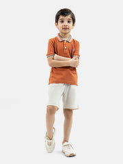 Rusty Orange Polo With Blue Collar