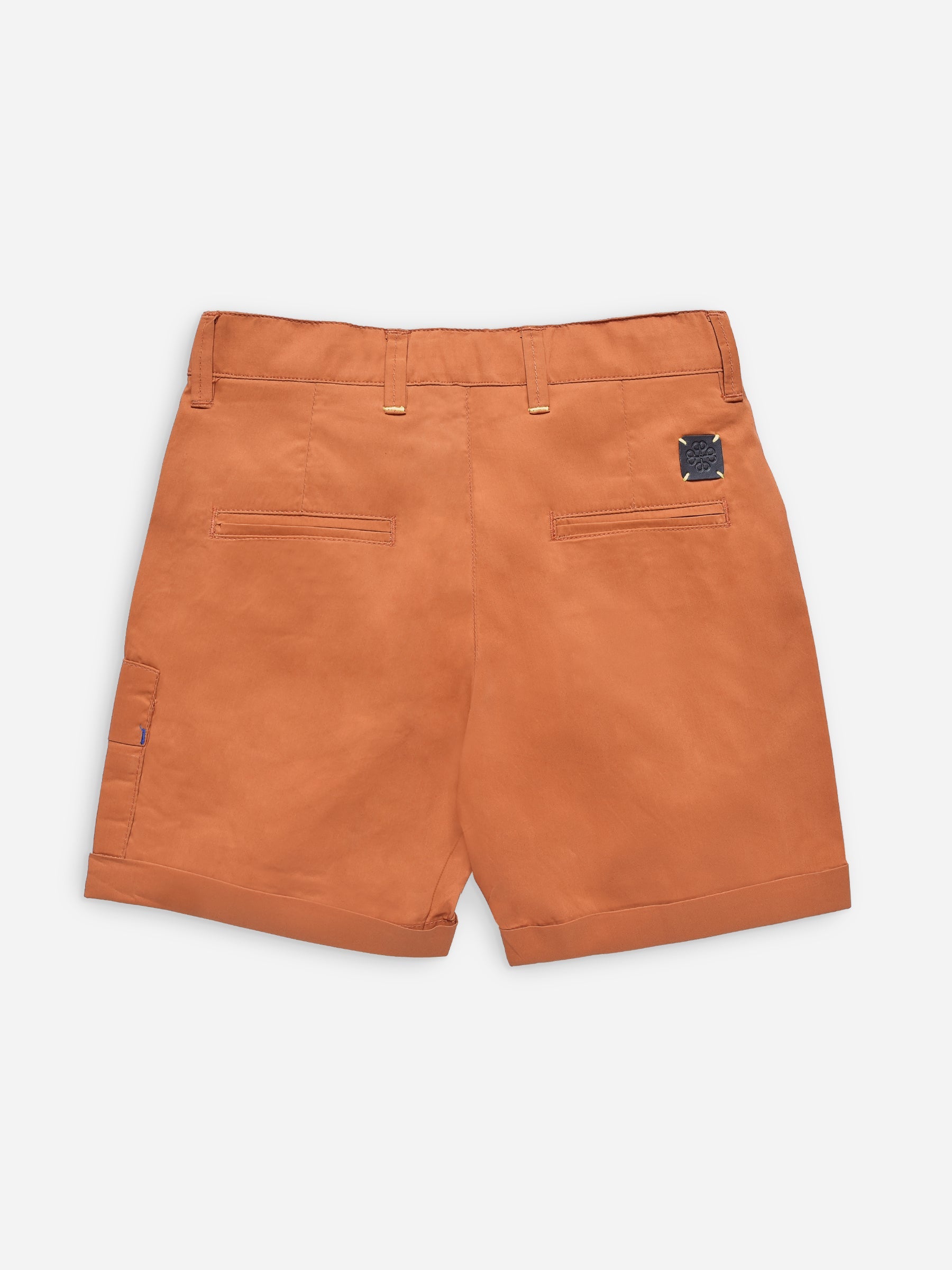 Rusty Orange Stretch Cotton Casual Shorts